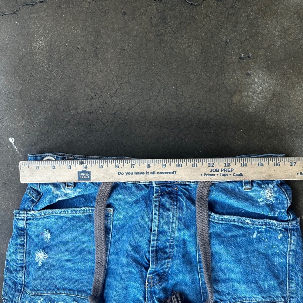 Free People Moxie Jeans Women 28 Blue Distressed Paint Splatter Rope Belt Barrel - Picture 8 of 9